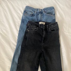 free people jeans size 25 color blue and black